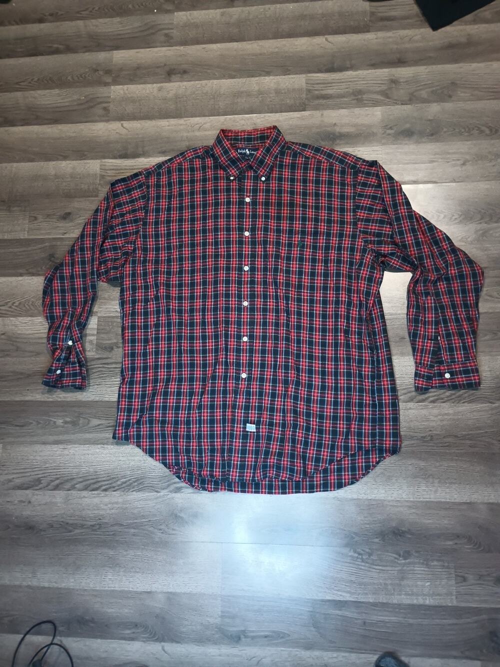 Ralph Lauren Mens Shirt Size Large Plaid Big Shirt Button Up Long Sleeve